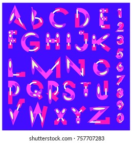 Vector of abstract colorful font and alphabet