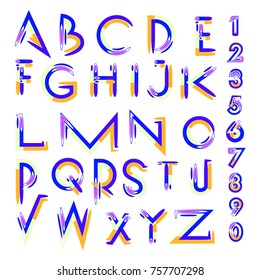 Vector of abstract colorful font and alphabet