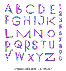 Vector of abstract colorful font and alphabet