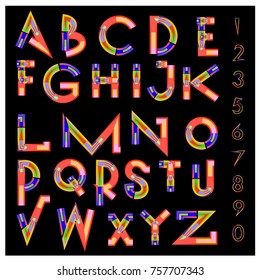 Vector of abstract colorful font and alphabet