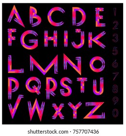 Vector of abstract colorful font and alphabet