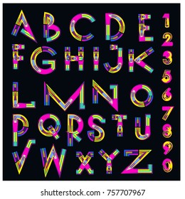 80s Retro Alphabet Font Vector Typography Stock Vector (Royalty Free ...