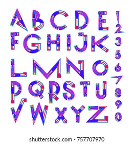 Vector of abstract colorful font and alphabet