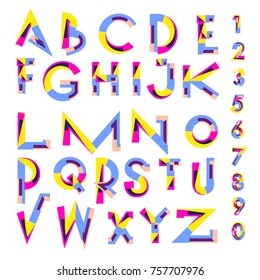 Vector of abstract colorful font and alphabet