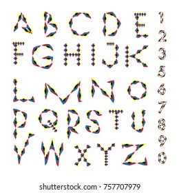 Vector of abstract colorful font and alphabet