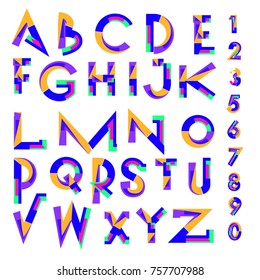 Vector of abstract colorful font and alphabet