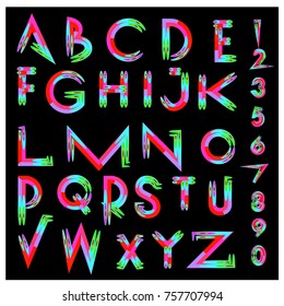 Vector of abstract colorful font and alphabet
