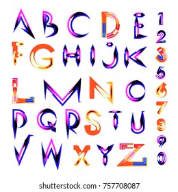 Vector of abstract colorful font and alphabet