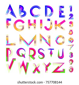 Vector of abstract colorful font and alphabet