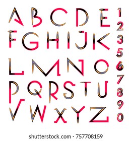 Vector of abstract colorful font and alphabet