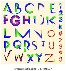 Vector of abstract colorful font and alphabet
