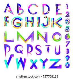 Vector of abstract colorful font and alphabet