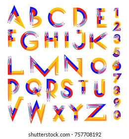 Vector of abstract colorful font and alphabet