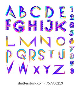 Vector of abstract colorful font and alphabet