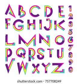 Vector of abstract colorful font and alphabet