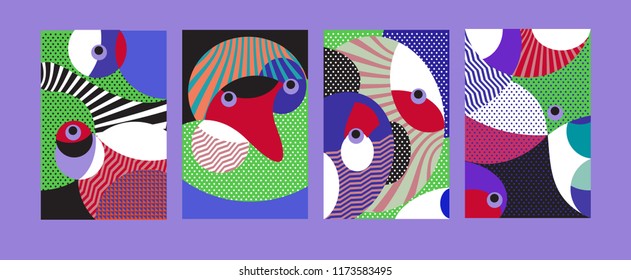 Vector Abstract Colorful Geometric and Curvy pattern background illustration. Set of Abstract Tribal Ethnic background for Cover, Poster, and print in Eps 10.