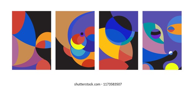 Vector Abstract Colorful Geometric and Curvy pattern background illustration. Set of Abstract Tribal Ethnic background for Cover, Poster, and print in Eps 10.