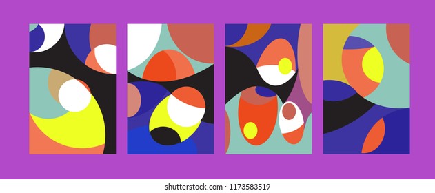 Vector Abstract Colorful Geometric and Curvy pattern background illustration. Set of Abstract Tribal Ethnic background for Cover, Poster, and print in Eps 10.