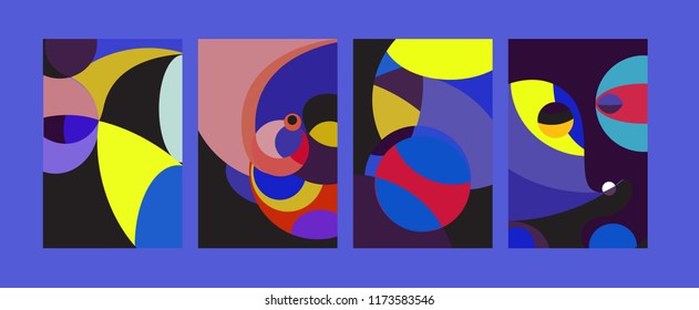 Vector Abstract Colorful Geometric and Curvy pattern background illustration. Set of Abstract Tribal Ethnic background for Cover, Poster, and print in Eps 10.