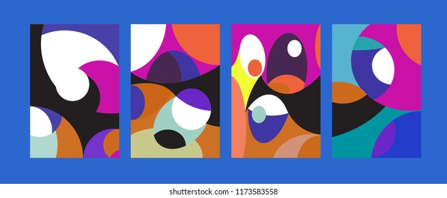 Vector Abstract Colorful Geometric and Curvy pattern background illustration. Set of Abstract Tribal Ethnic background for Cover, Poster, and print in Eps 10.