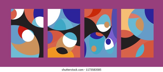 Vector Abstract Colorful Geometric and Curvy pattern background illustration. Set of Abstract Tribal Ethnic background for Cover, Poster, and print in Eps 10.