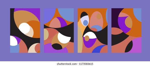 Vector Abstract Colorful Geometric and Curvy pattern background illustration. Set of Abstract Tribal Ethnic background for Cover, Poster, and print in Eps 10.