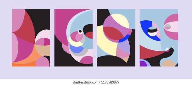 Vector Abstract Colorful Geometric and Curvy pattern background illustration. Set of Abstract Tribal Ethnic background for Cover, Poster, and print in Eps 10.