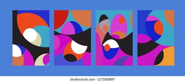 Vector Abstract Colorful Geometric and Curvy pattern background illustration. Set of Abstract Tribal Ethnic background for Cover, Poster, and print in Eps 10.