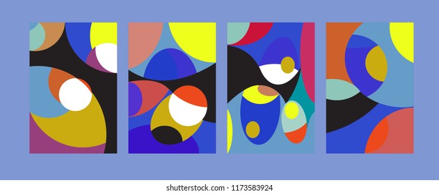 Vector Abstract Colorful Geometric and Curvy pattern background illustration. Set of Abstract Tribal Ethnic background for Cover, Poster, and print in Eps 10.