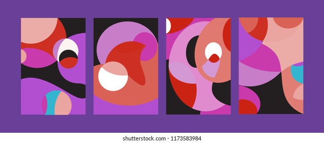 Vector Abstract Colorful Geometric and Curvy pattern background illustration. Set of Abstract Tribal Ethnic background for Cover, Poster, and print in Eps 10.