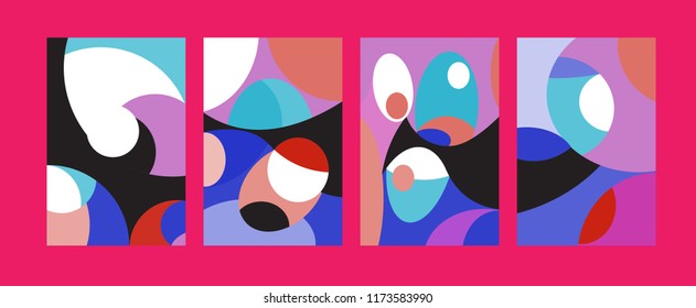 Vector Abstract Colorful Geometric and Curvy pattern background illustration. Set of Abstract Tribal Ethnic background for Cover, Poster, and print in Eps 10.