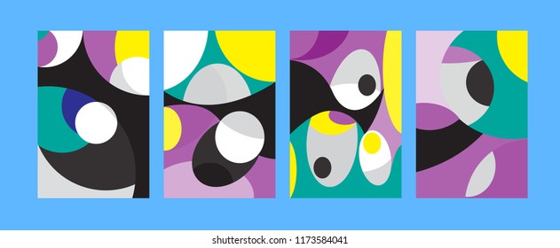 Vector Abstract Colorful Geometric and Curvy pattern background illustration. Set of Abstract Tribal Ethnic background for Cover, Poster, and print in Eps 10.