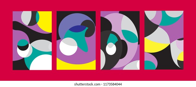 Vector Abstract Colorful Geometric and Curvy pattern background illustration. Set of Abstract Tribal Ethnic background for Cover, Poster, and print in Eps 10.