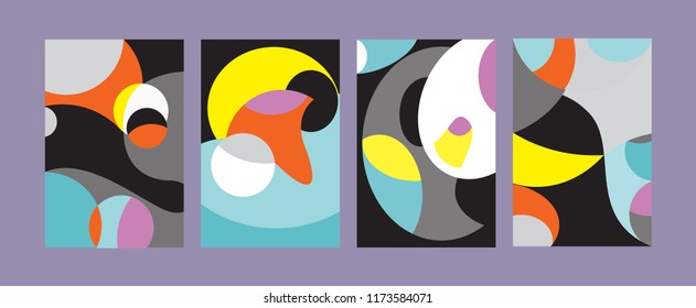 Vector Abstract Colorful Geometric and Curvy pattern background illustration. Set of Abstract Tribal Ethnic background for Cover, Poster, and print in Eps 10.