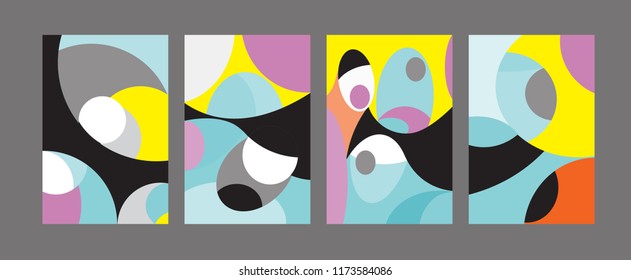 Vector Abstract Colorful Geometric and Curvy pattern background illustration. Set of Abstract Tribal Ethnic background for Cover, Poster, and print in Eps 10.
