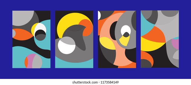 Vector Abstract Colorful Geometric and Curvy pattern background illustration. Set of Abstract Tribal Ethnic background for Cover, Poster, and print in Eps 10.