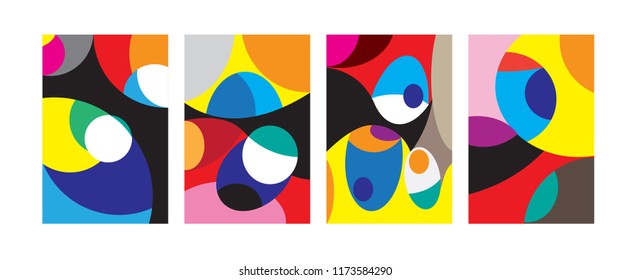 Vector Abstract Colorful Geometric and Curvy pattern background illustration. Set of Abstract Tribal Ethnic background for Cover, Poster, and print in Eps 10.