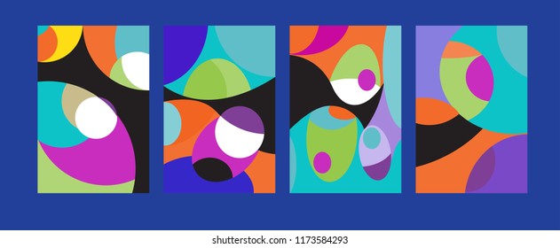Vector Abstract Colorful Geometric and Curvy pattern background illustration. Set of Abstract Tribal Ethnic background for Cover, Poster, and print in Eps 10.