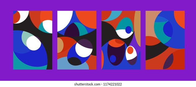 Vector Abstract Colorful Geometric and Curvy pattern background illustration. Set of Abstract Tribal Ethnic background for Cover, Poster, and print in Eps 10.