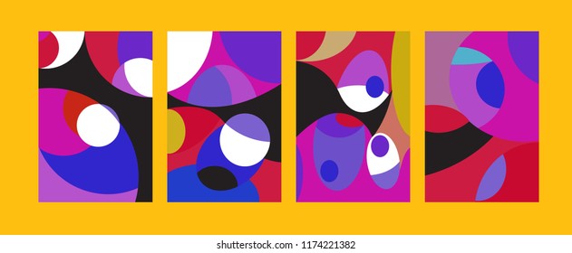 Vector Abstract Colorful Geometric and Curvy pattern background illustration. Set of Abstract Tribal Ethnic background for Cover, Poster, and print in Eps 10.