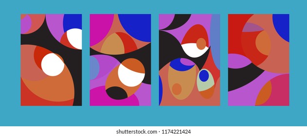 Vector Abstract Colorful Geometric and Curvy pattern background illustration. Set of Abstract Tribal Ethnic background for Cover, Poster, and print in Eps 10.