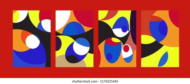 Vector Abstract Colorful Geometric and Curvy pattern background illustration. Set of Abstract Tribal Ethnic background for Cover, Poster, and print in Eps 10.