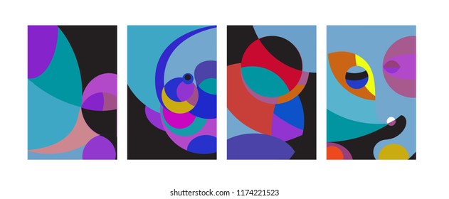 Vector Abstract Colorful Geometric and Curvy pattern background illustration. Set of Abstract Tribal Ethnic background for Cover, Poster, and print in Eps 10.