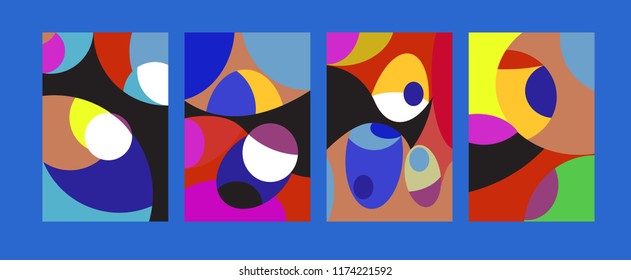 Vector Abstract Colorful Geometric and Curvy pattern background illustration. Set of Abstract Tribal Ethnic background for Cover, Poster, and print in Eps 10.