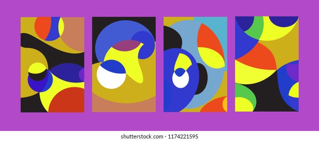 Vector Abstract Colorful Geometric and Curvy pattern background illustration. Set of Abstract Tribal Ethnic background for Cover, Poster, and print in Eps 10.