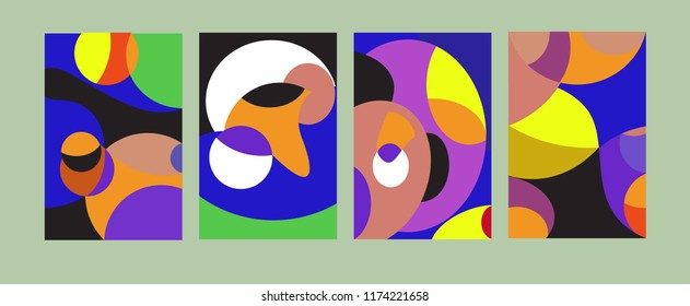 Vector Abstract Colorful Geometric and Curvy pattern background illustration. Set of Abstract Tribal Ethnic background for Cover, Poster, and print in Eps 10.