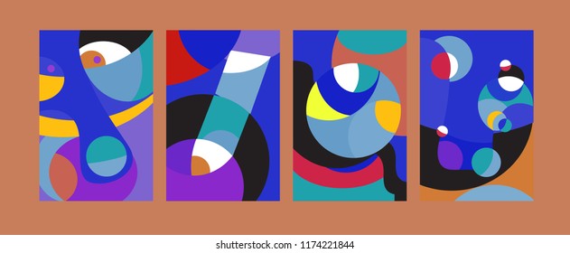Vector Abstract Colorful Geometric and Curvy pattern background illustration. Set of Abstract Tribal Ethnic background for Cover, Poster, and print in Eps 10.
