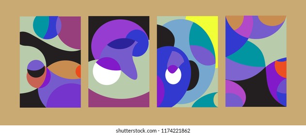 Vector Abstract Colorful Geometric and Curvy pattern background illustration. Set of Abstract Tribal Ethnic background for Cover, Poster, and print in Eps 10.