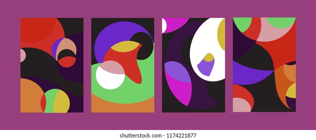 Vector Abstract Colorful Geometric and Curvy pattern background illustration. Set of Abstract Tribal Ethnic background for Cover, Poster, and print in Eps 10.