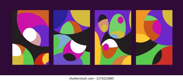 Vector Abstract Colorful Geometric and Curvy pattern background illustration. Set of Abstract Tribal Ethnic background for Cover, Poster, and print in Eps 10.